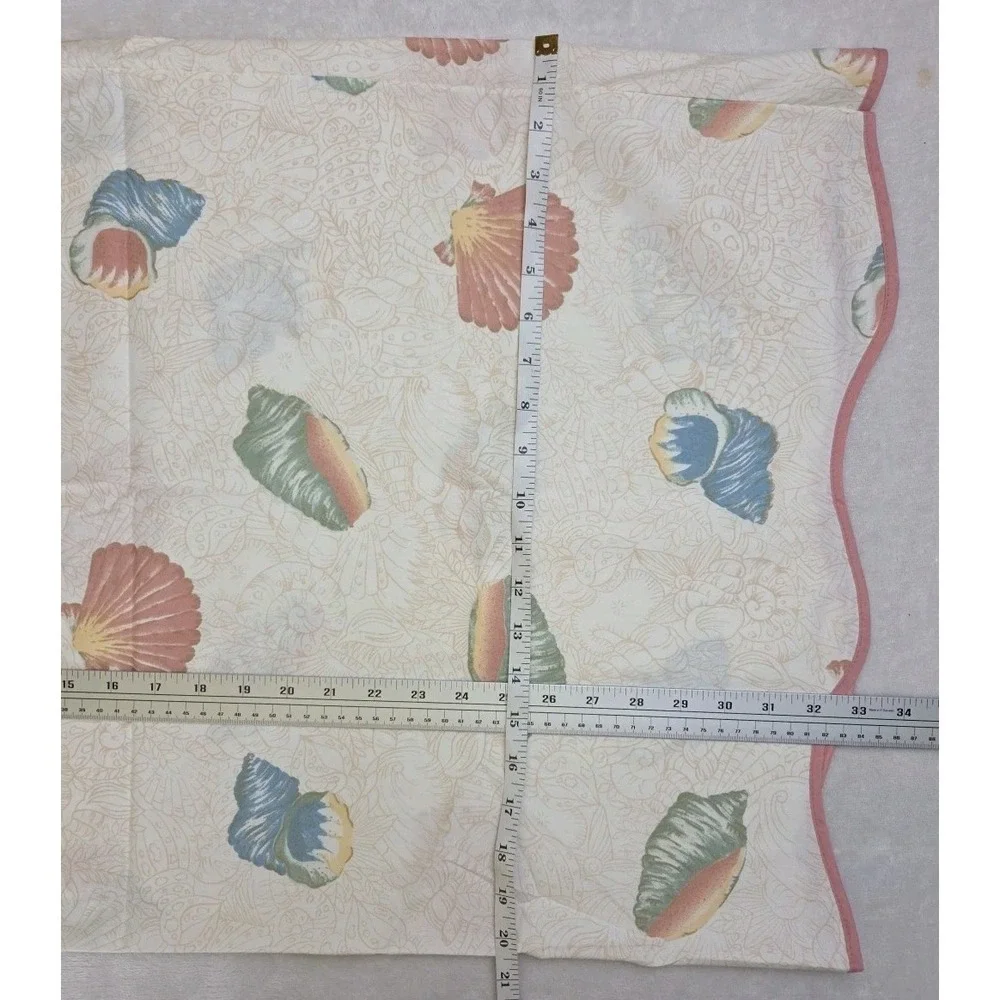 2 Vtg 1980s Pillowcases Coastal Beach‎ Cottage Pastel Sea Shells Queen JCPenney